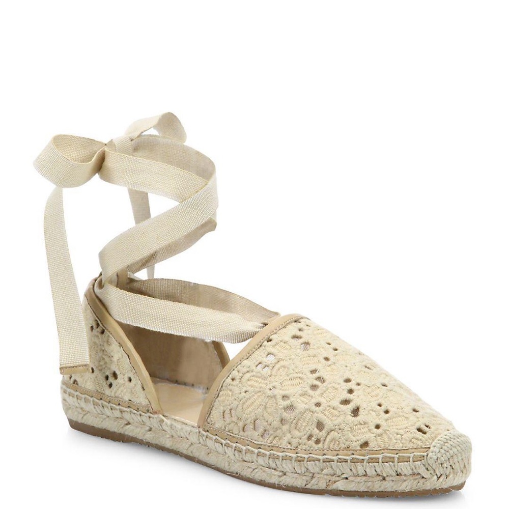 Jimmy Choo 
Women's Natural Dolphin Lace-up Espadrille Flats, size 6